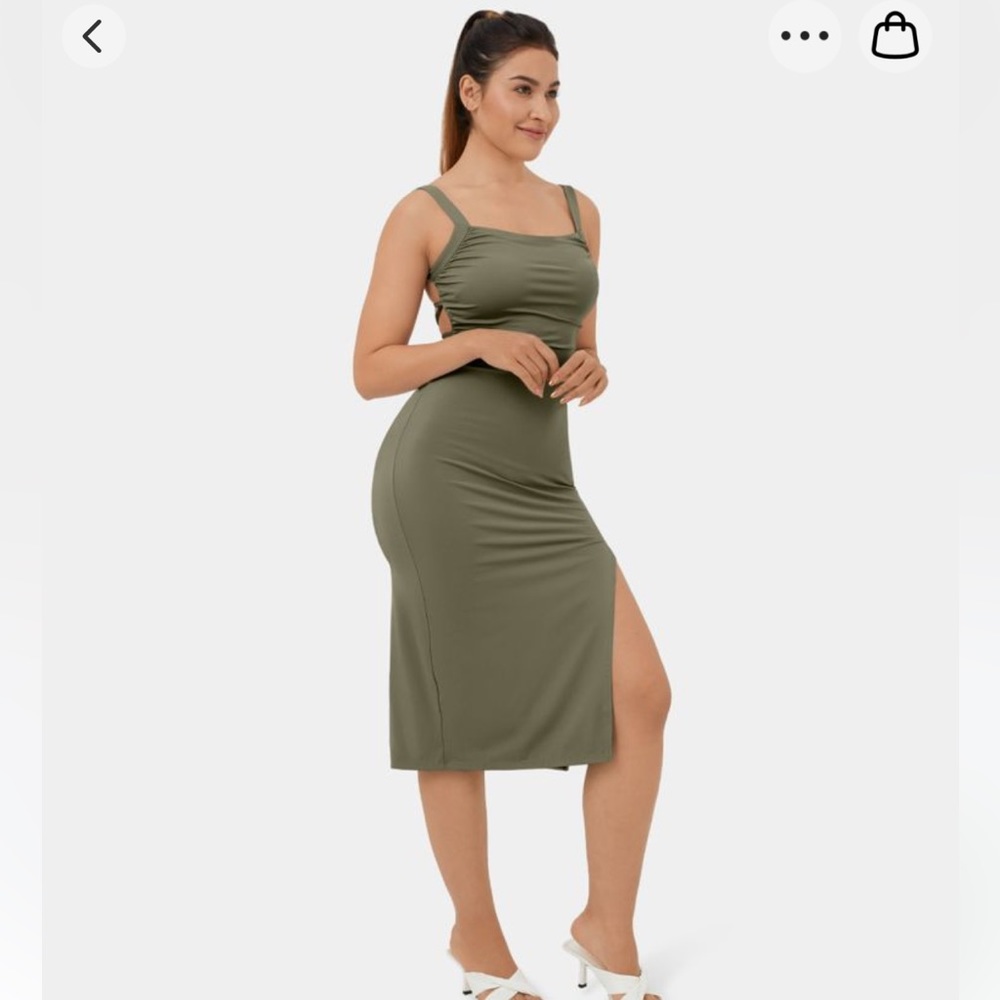 Halara Backless Bodycon Criss Cross Dress Green